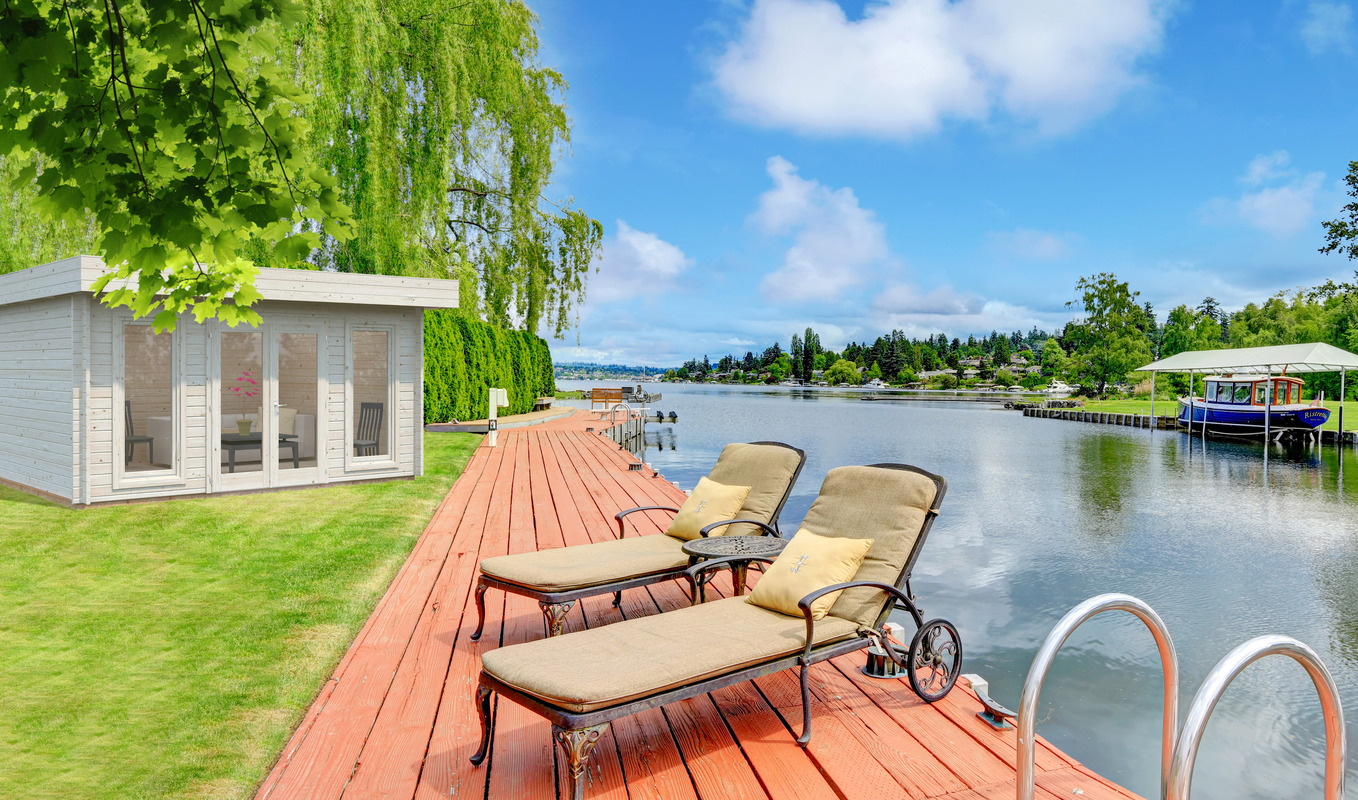 Private dock with deck chairs