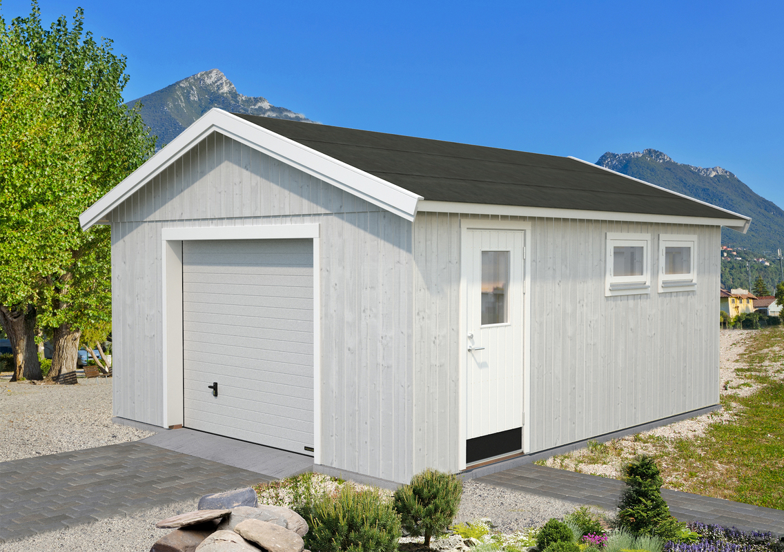 207_Palmako_garage_Andre_21.5_m2_with_sectional_door_white+white_wb