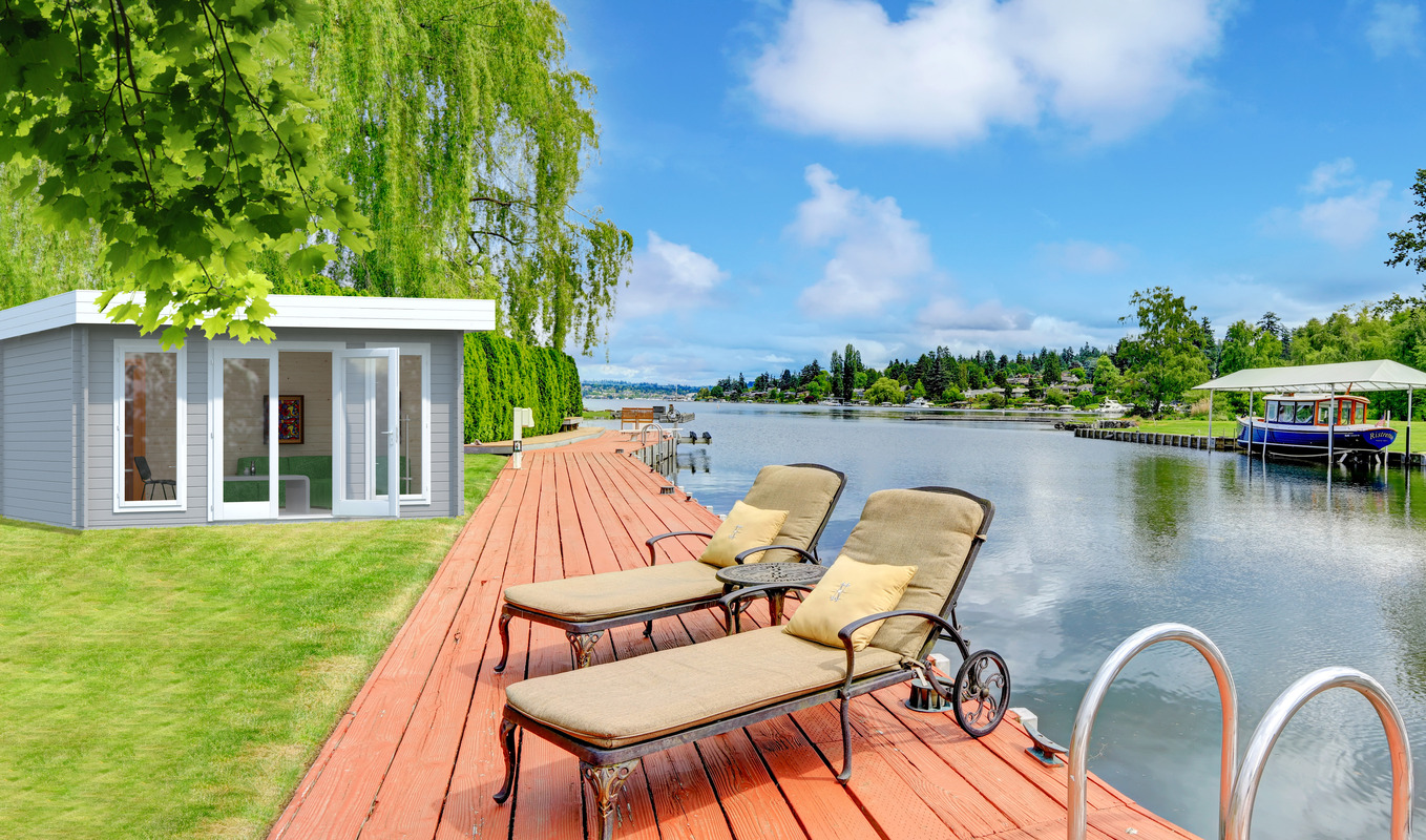 Private dock with deck chairs