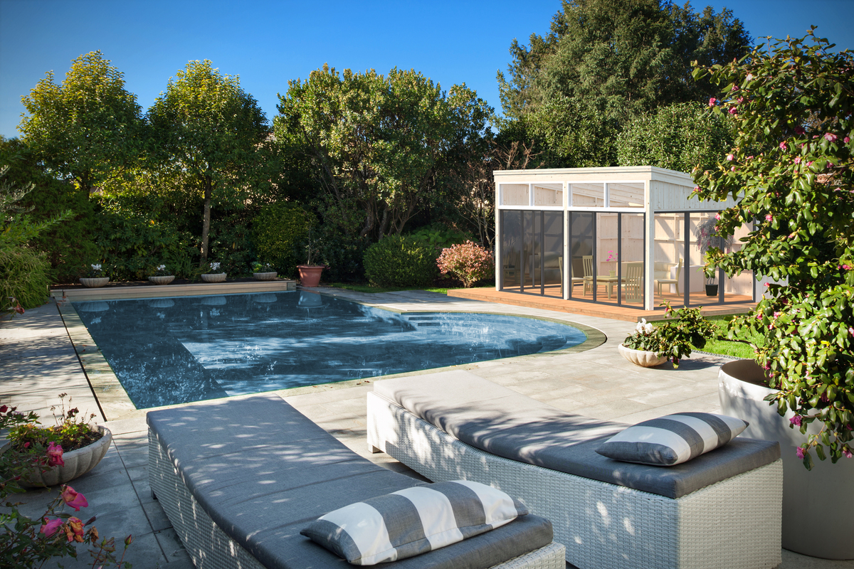 Exterior, garden with pool