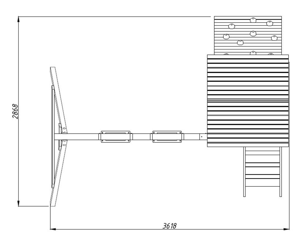 6.1_Palmako_Kids_Jesper_Set3-Tower_with_Roof+Climbing_wall+Swing_beam_measures