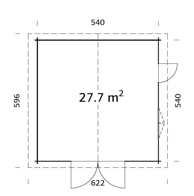 6.1_Palmako_garage_Roger_27.7_m2_with_wooden_gate_measures