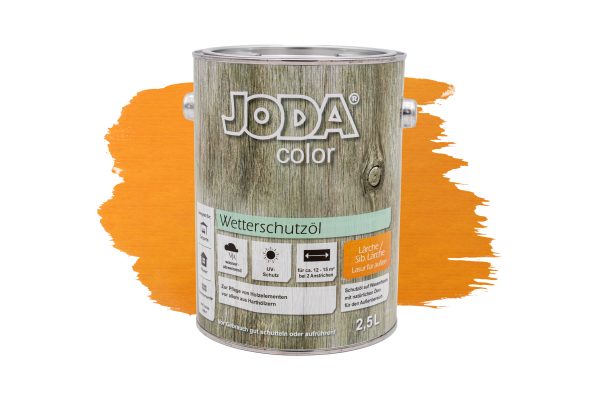 Joda®color Wetterschutzöl 2,5 l Lärche / Sib. Lärche (ähnlich RAL 2000) VE = 004 – Bild 2