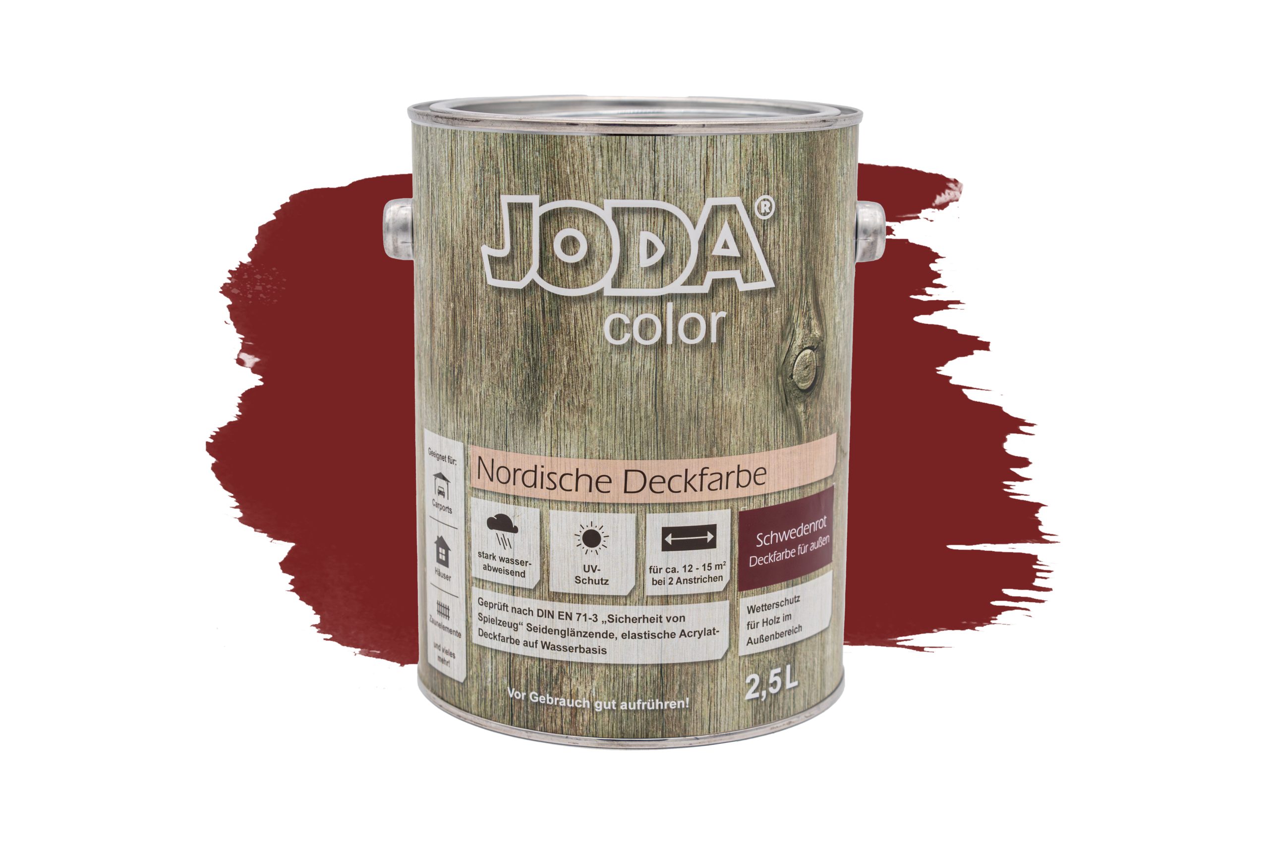Joda®color Nordische Deckfarbe 2,5 l Schwedenrot RAL 3011 VE = 004 – Bild 2