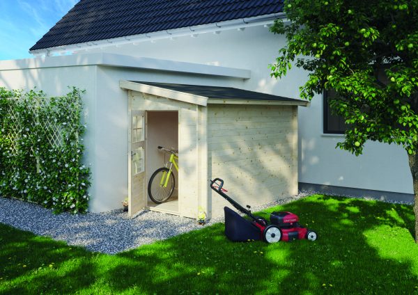 Blockhaus Anbauschuppen, 45 mm Fichte roh, 178 x 178 cm – Bild 2