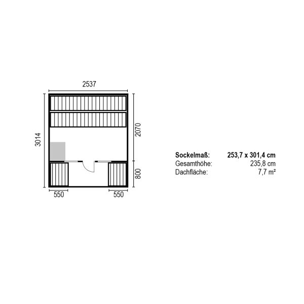 Element-Sauna Ascheberg ca.254x301 cm Kieselgrau,2xLiegen,2xBänke,Ofenschutz ohne Sauna-Ofen und Steuerung – Bild 5