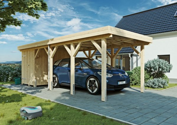JODA Carport Bergen MF Master Holzblende, Flachdach mit EPDM Folie – Bild 2
