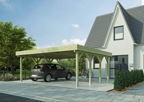 JODA Carport Büsum KT Classic Holzblende, Flachdach mit Stahl-Trapezplatten Antikondens – Bild 2