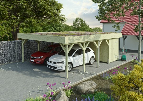 JODA Carport Büsum MO Classic Holzblende, Flachdach ohne Bedachung – Bild 2