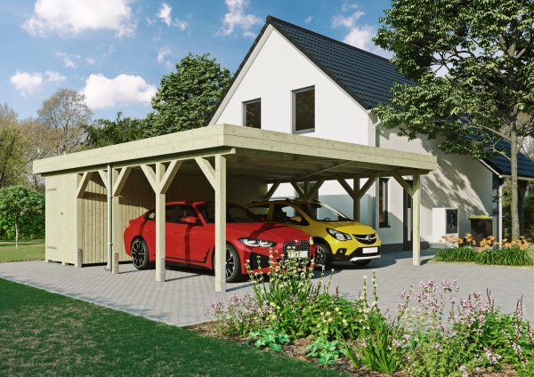 JODA Carport Büsum MO Classic Holzblende, Flachdach ohne Bedachung – Bild 3