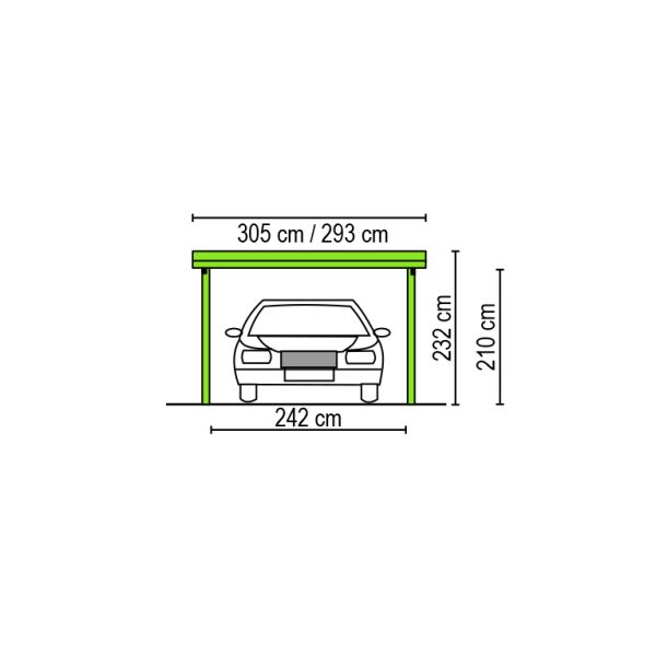 JODA Carport Bergen LT Classic Holzblende, Flachdach mit Stahl-Trapezplatten Antikondens – Bild 3