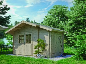 Blockhaus Chalet Plus 28 mm 398x218 VD70 DT mit Anbau