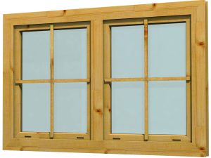 JODA Blockhausfenster F 31 133x90 cm für 45 mm Wandbohle, Dreh-Kipp-Doppelfl. nach innen öffnend