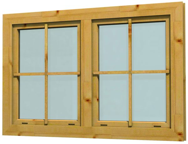 JODA Blockhausfenster F 31 133x90 cm für 45 mm Wandbohle, Dreh-Kipp-Doppelfl. nach innen öffnend
