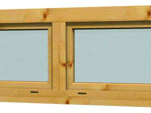 JODA Blockhausfenster Trondheim 188x50cm für 28 mm Wandbohle, Kipp-Doppelflügel nach innen öffnend