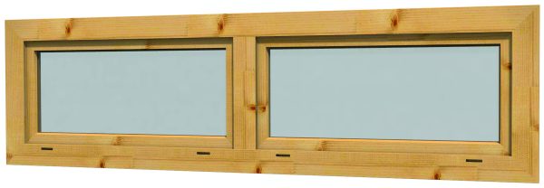 JODA Blockhausfenster Trondheim 188x50cm für 28 mm Wandbohle, Kipp-Doppelflügel nach innen öffnend