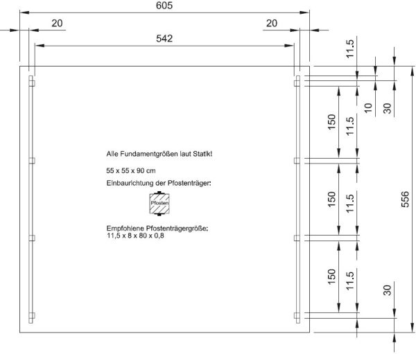JODA Carport Grömitz KG Classic Walmblende, Flachdach vorb.f. Gründach – Bild 5