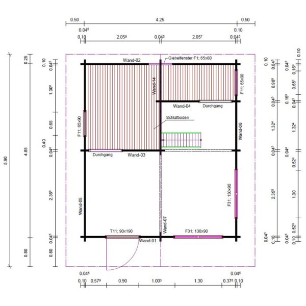 Blockhaus "Domicil", 45 mm 425 x 485 cm – Bild 9