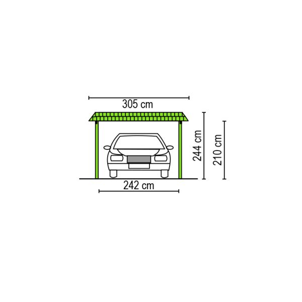 JODA Carport Gettorf LT Classic Walmblende, Flachdach mit Stahl-Trapezplatten Antikondens – Bild 3