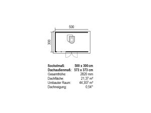 JODA Gartenhaus Greenbox 3 Holzständerbauweise 300x500 cm Lärche Boden-Deckelschalung
