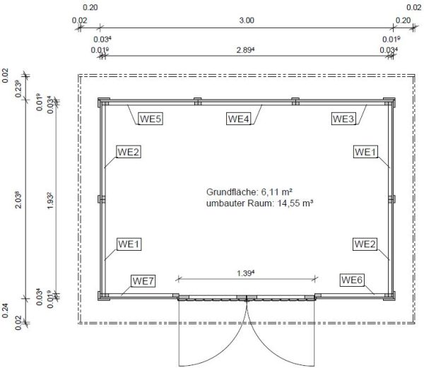 Gerätehaus Rerik mit Tonnendach 30/20 natur - unbehandelt VE = 000 – Bild 5