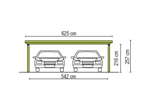 Joda Spax® Carport Heidelberg Holzblende Flachdach Master DAM 625x600 cm mit EPDM-Folie