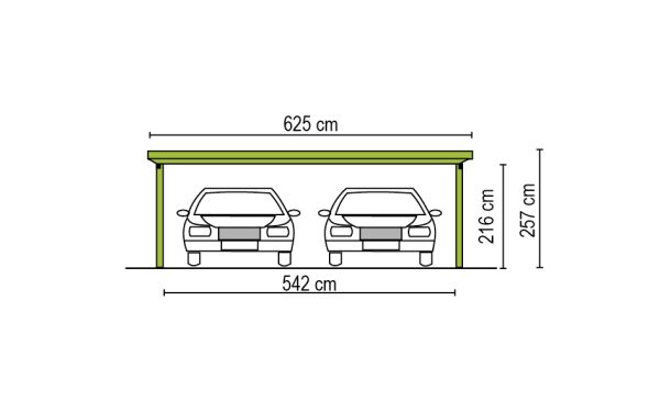 Joda Spax® Carport Heidelberg Holzblende Flachdach Master DAM 625x600 cm mit EPDM-Folie