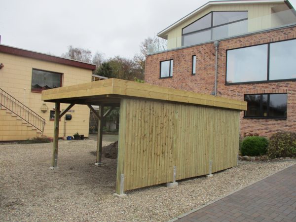 JODA Carport Borkum KT Classic Holzblende, Flachdach mit Stahl-Trapezplatten Antikondens – Bild 4