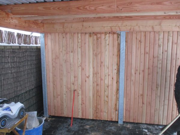 JODA Carport Flensburg 405 LT Natur Holzblende,Flachdach Stahl-Trapezplatten Antikondens – Bild 3