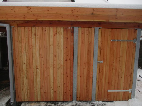JODA Carport Flensburg 405 LT Natur Holzblende,Flachdach Stahl-Trapezplatten Antikondens