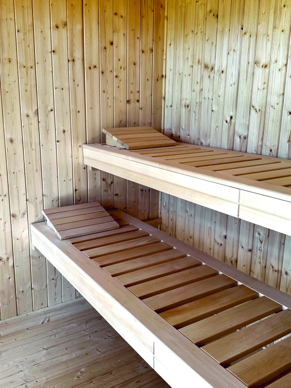 Element-Sauna Ascheberg ca.254x301 cm Kieselgrau,2xLiegen,2xBänke,Ofenschutz ohne Sauna-Ofen und Steuerung – Bild 3