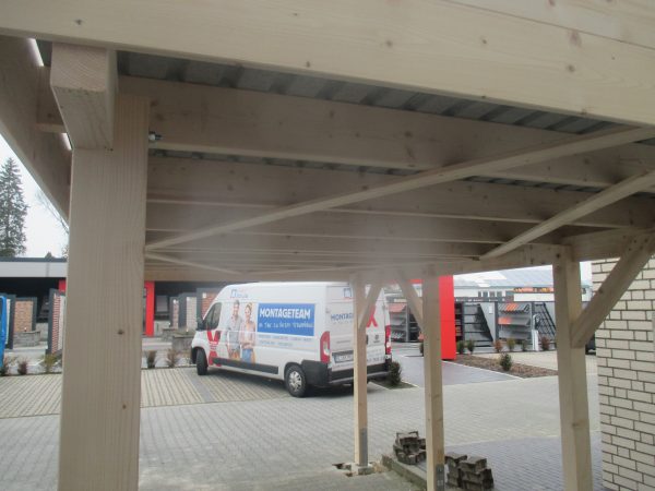 JODA Carport Bergen KT Master Holzblende, Flachdach mit Stahl-Trapezplatten Antikondens – Bild 3