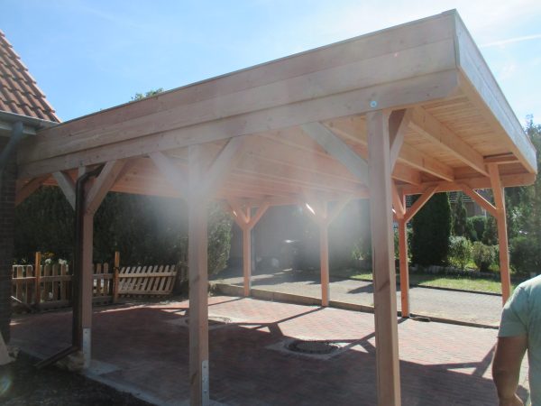 JODA Carport Büsum MG Natur Holzblende, Flachdach vorb.f. Gründach – Bild 2