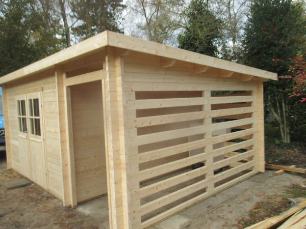 Blockhaus Bungalow Plus Pultdach 45 mm 368 x 368 cm + SD 150 cm – Bild 3