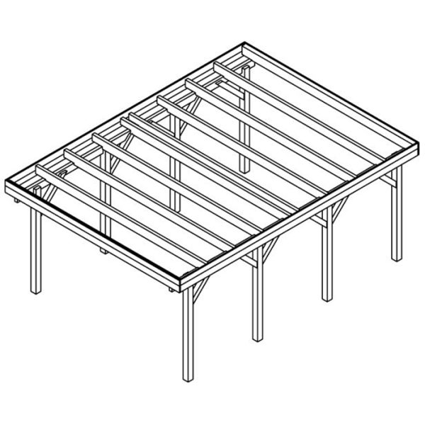 JODA Carport Borkum KO Natur Holzblende, Flachdach ohne Bedachung – Bild 5