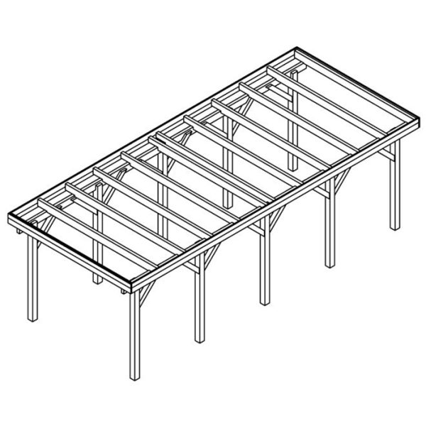 JODA Carport Bergen MG Classic Holzblende, Flachdach vorb.f. Gründach – Bild 7