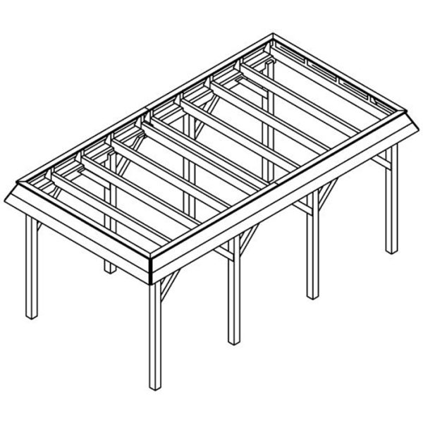 JODA Carport Gettorf KG Natur Walmblende, Flachdach vorb.f. Gründach – Bild 5