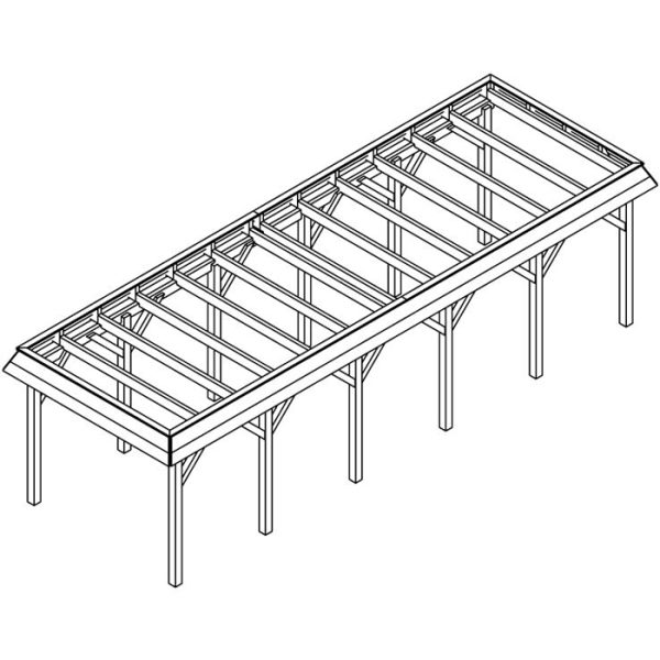 JODA Carport Gettorf LT Classic Walmblende, Flachdach mit Stahl-Trapezplatten Antikondens – Bild 5