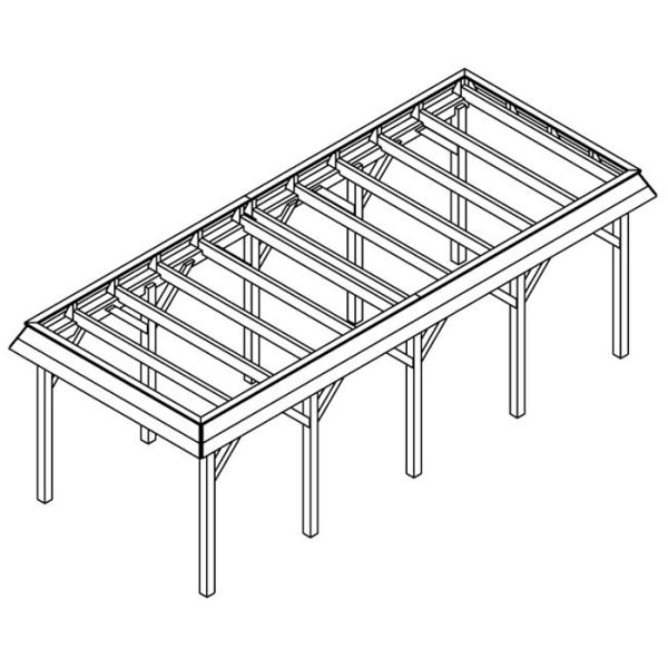 JODA Carport Gettorf MT Classic Walmblende, Flachdach mit Stahl-Trapezplatten Antikondens – Bild 5