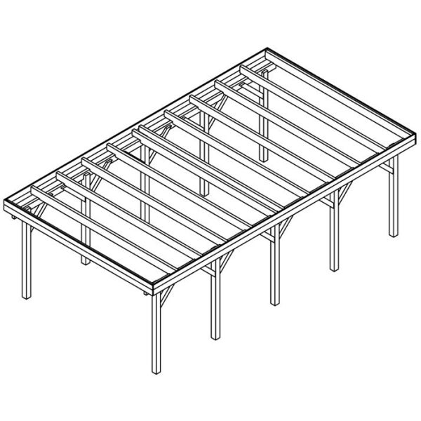 JODA Carport Borkum MG Natur Holzblende, Flachdach vorb.f. Gründach – Bild 6