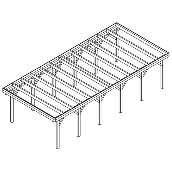 JODA Carport Borkum KO Natur Holzblende, Flachdach ohne Bedachung – Bild 6