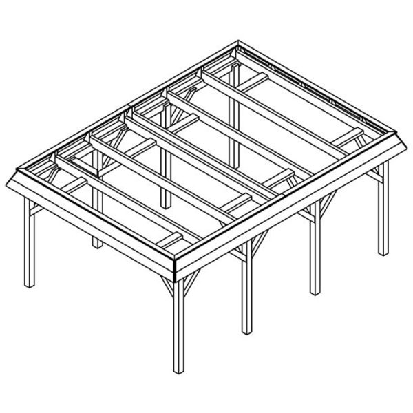 JODA Carport Glinde KG Classic Walmblende, Flachdach vorb.f. Gründach – Bild 5