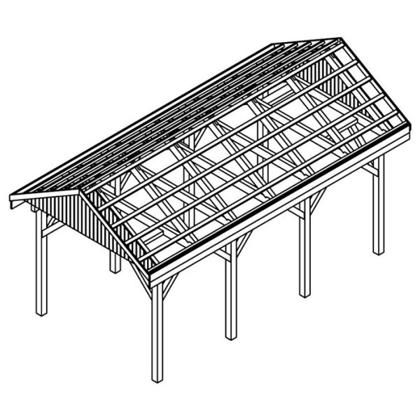 JODA Carport Malchow KO Classic Satteldach, ohne Rinne, ohne Pfannen – Bild 5