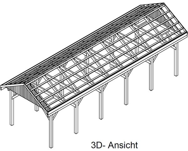 JODA Carport Malchow LD Classic Satteldach, incl. Pfannen und Rinne – Bild 5