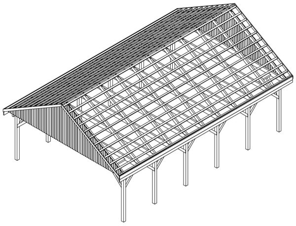 JODA Carport Mölln LO Natur Satteldach, ohne Rinne, ohne Pfannen – Bild 5