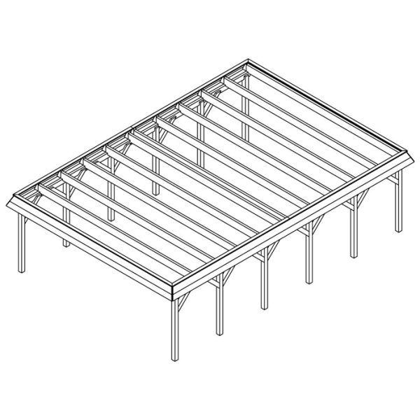 JODA Carport Grömitz LO Classic Walmblende, Flachdach ohne Bedachung – Bild 5