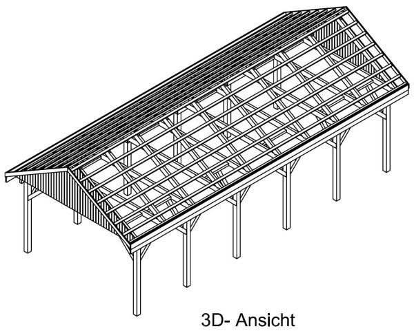 JODA Carport Meldorf LO Natur Satteldach, ohne Rinne, ohne Pfannen – Bild 5