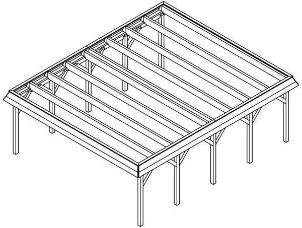 JODA Carport Grömitz MT Classic Walmblende, Flachdach mit Stahl-Trapezplatten Antikondens – Bild 5