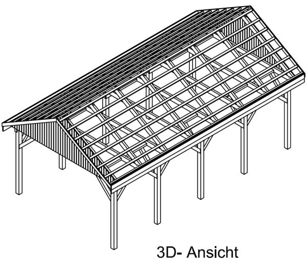 JODA Carport Meldorf MO Natur Satteldach, ohne Rinne, ohne Pfannen – Bild 5