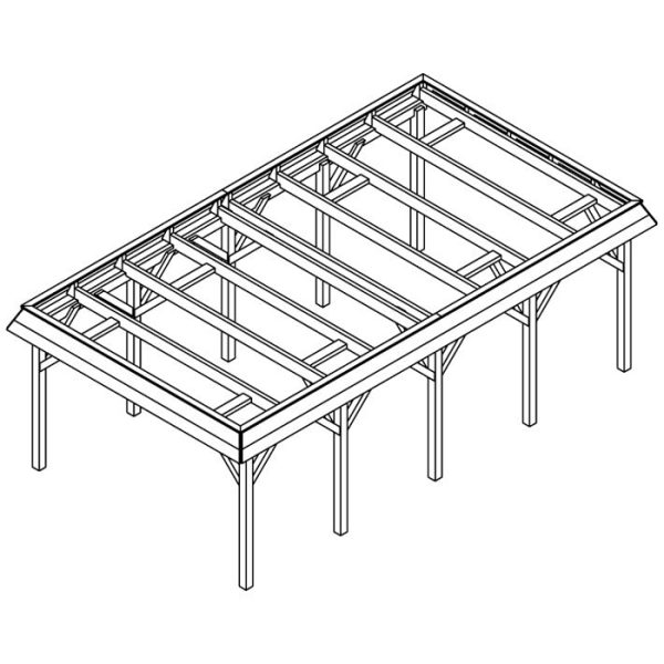 JODA Carport Glinde MT Classic Walmblende, Flachdach mit Stahl-Trapezplatten Antikondens – Bild 5